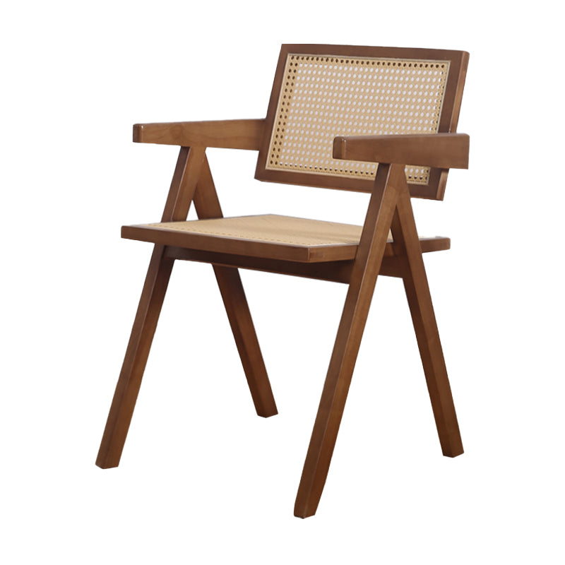Nordic Style Arm Chair Wood Open Back Dining Side Chair for Dining Room Walnut 1 Piece Clearhalo 'Dining Chairs' 'Dining Tables & Seating' 'dining_chair' 'furn' 'furn_dining_chair' 'Furniture' 'furniture_dining_chair' 'Kitchen & Dining Furniture' 4863805