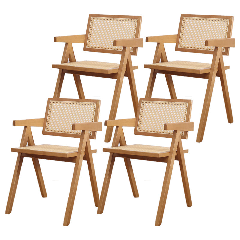 Nordic Style Arm Chair Wood Open Back Dining Side Chair for Dining Room Cherry Wood 4 Piece Set Clearhalo 'Dining Chairs' 'Dining Tables & Seating' 'dining_chair' 'furn' 'furn_dining_chair' 'Furniture' 'furniture_dining_chair' 'Kitchen & Dining Furniture' 4863808