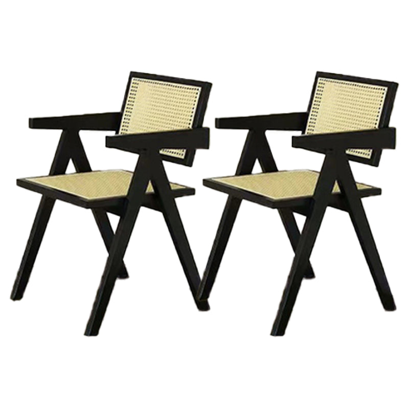 Nordic Style Arm Chair Wood Open Back Dining Side Chair for Dining Room Black 2 Piece Set Clearhalo 'Dining Chairs' 'Dining Tables & Seating' 'dining_chair' 'furn' 'furn_dining_chair' 'Furniture' 'furniture_dining_chair' 'Kitchen & Dining Furniture' 4863812