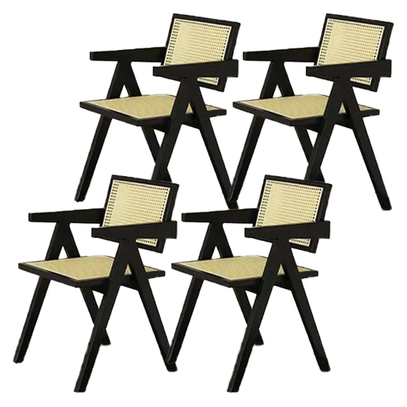 Nordic Style Arm Chair Wood Open Back Dining Side Chair for Dining Room Black 4 Piece Set Clearhalo 'Dining Chairs' 'Dining Tables & Seating' 'dining_chair' 'furn' 'furn_dining_chair' 'Furniture' 'furniture_dining_chair' 'Kitchen & Dining Furniture' 4863814