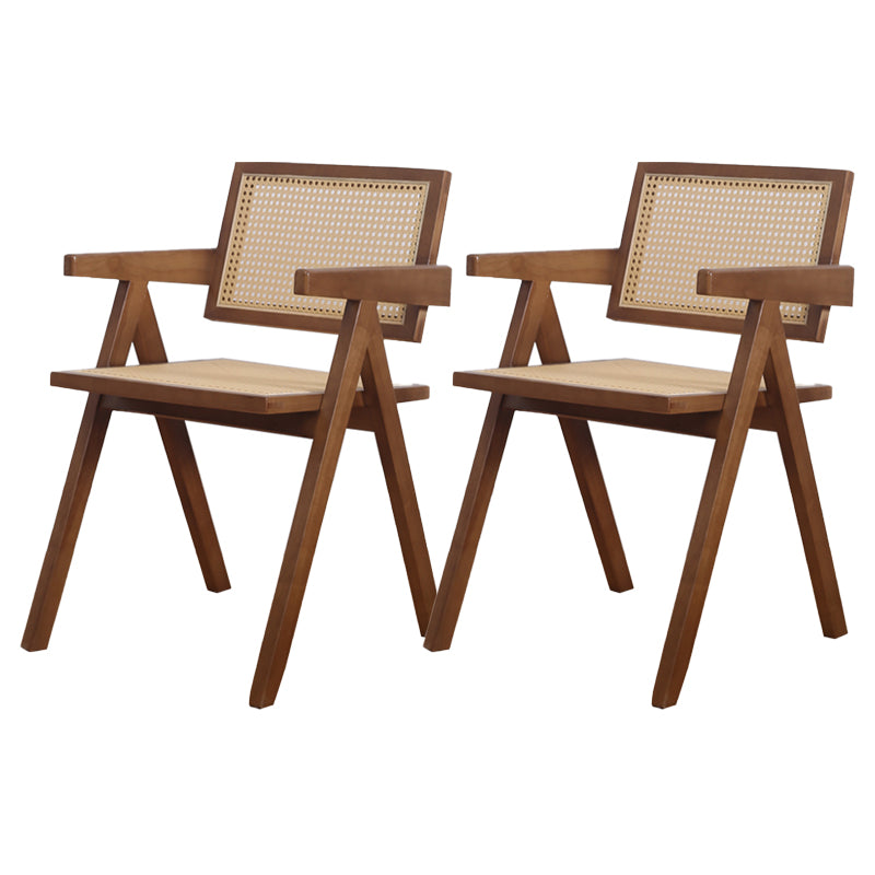 Nordic Style Arm Chair Wood Open Back Dining Side Chair for Dining Room Walnut 2 Piece Set Clearhalo 'Dining Chairs' 'Dining Tables & Seating' 'dining_chair' 'furn' 'furn_dining_chair' 'Furniture' 'furniture_dining_chair' 'Kitchen & Dining Furniture' 4863815