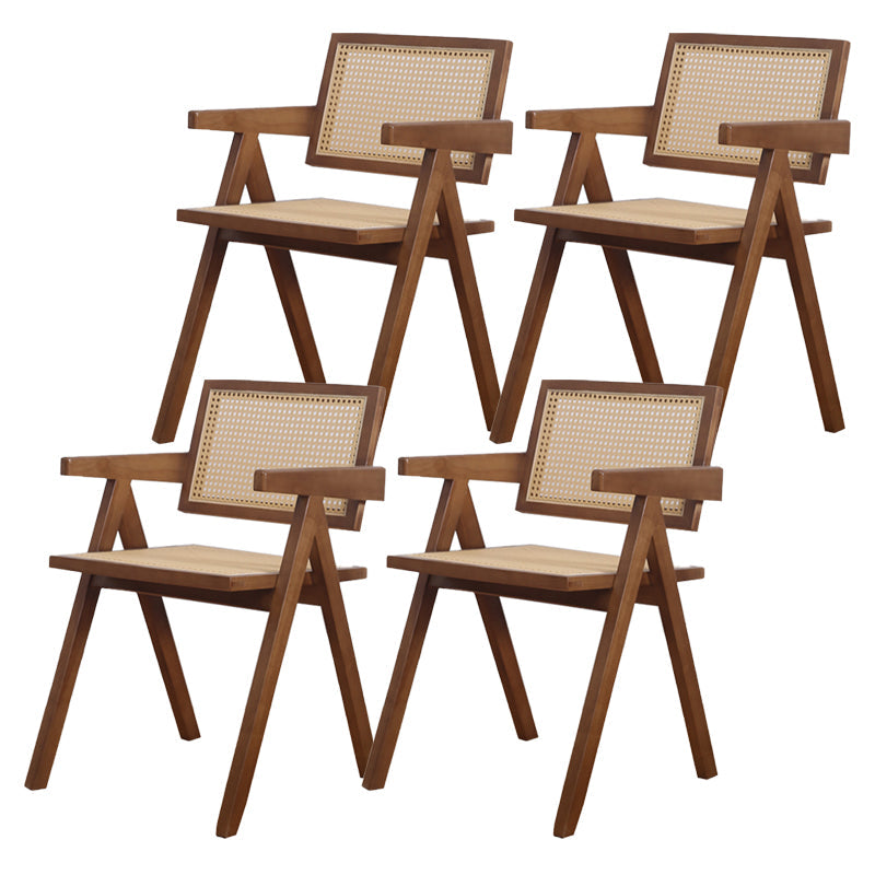 Nordic Style Arm Chair Wood Open Back Dining Side Chair for Dining Room Walnut 4 Piece Set Clearhalo 'Dining Chairs' 'Dining Tables & Seating' 'dining_chair' 'furn' 'furn_dining_chair' 'Furniture' 'furniture_dining_chair' 'Kitchen & Dining Furniture' 4863817