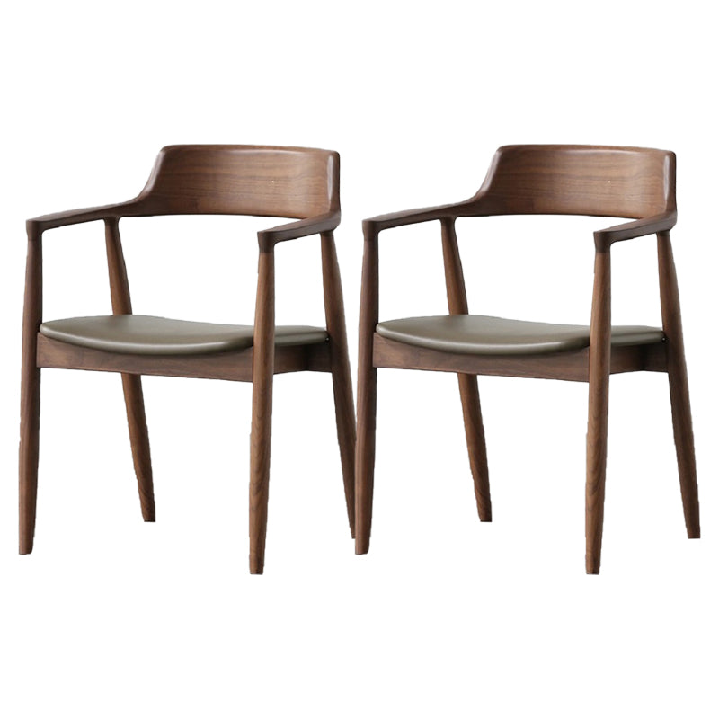 Nordic Style Arm Chair Wood Open Back Dining Side Chair with Upholstered Green Grey 2 Piece Set Walnut Clearhalo 'Dining Chairs' 'Dining Tables & Seating' 'dining_chair' 'furn' 'furn_dining_chair' 'Furniture' 'furniture_dining_chair' 'Kitchen & Dining Furniture' 4863824