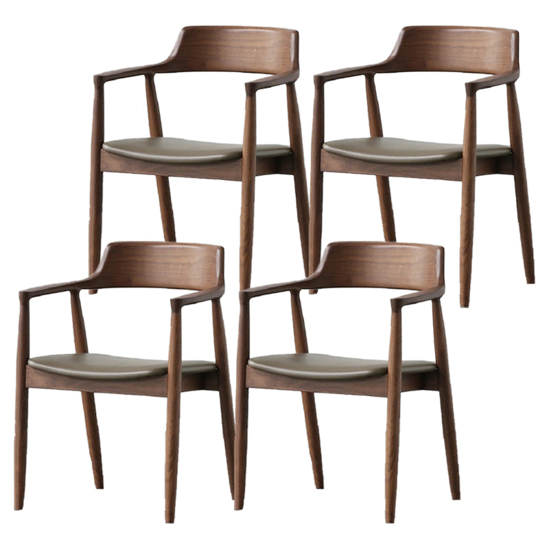 Nordic Style Arm Chair Wood Open Back Dining Side Chair with Upholstered Green Grey 4 Piece Set Walnut Clearhalo 'Dining Chairs' 'Dining Tables & Seating' 'dining_chair' 'furn' 'furn_dining_chair' 'Furniture' 'furniture_dining_chair' 'Kitchen & Dining Furniture' 4863825