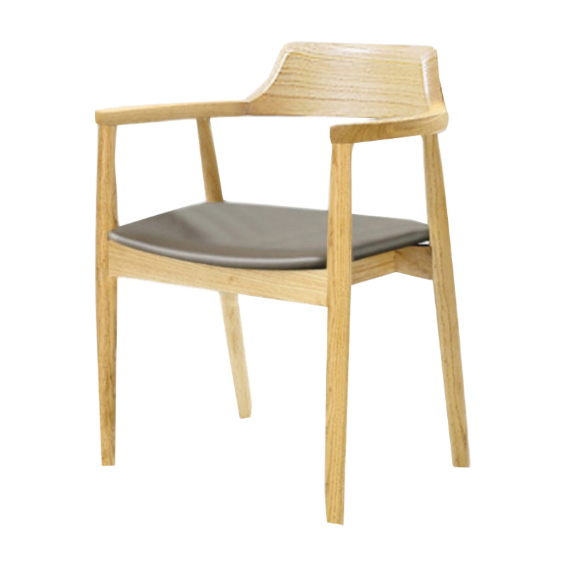 Nordic Style Arm Chair Wood Open Back Dining Side Chair with Upholstered Green Grey 1 Piece Natural Wood Clearhalo 'Dining Chairs' 'Dining Tables & Seating' 'dining_chair' 'furn' 'furn_dining_chair' 'Furniture' 'furniture_dining_chair' 'Kitchen & Dining Furniture' 4863827