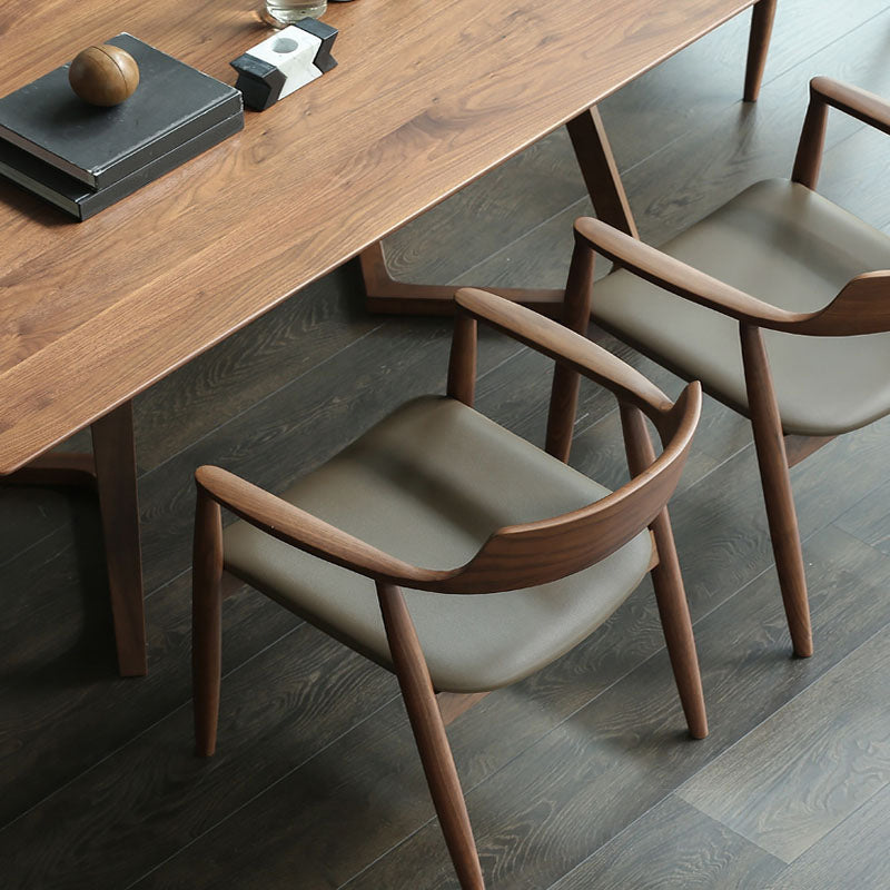 Nordic Style Arm Chair Wood Open Back Dining Side Chair with Upholstered Clearhalo 'Dining Chairs' 'Dining Tables & Seating' 'dining_chair' 'furn' 'furn_dining_chair' 'Furniture' 'furniture_dining_chair' 'Kitchen & Dining Furniture' 4863828