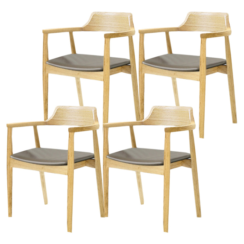 Nordic Style Arm Chair Wood Open Back Dining Side Chair with Upholstered Green Grey 4 Piece Set Natural Wood Clearhalo 'Dining Chairs' 'Dining Tables & Seating' 'dining_chair' 'furn' 'furn_dining_chair' 'Furniture' 'furniture_dining_chair' 'Kitchen & Dining Furniture' 4863832