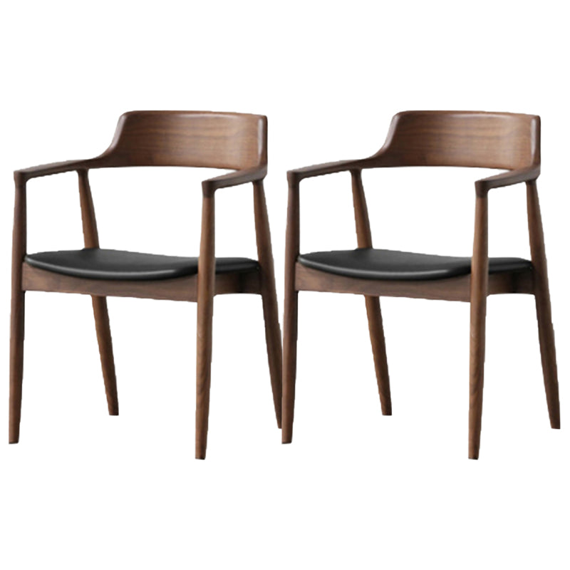 Nordic Style Arm Chair Wood Open Back Dining Side Chair with Upholstered Black 2 Piece Set Walnut Clearhalo 'Dining Chairs' 'Dining Tables & Seating' 'dining_chair' 'furn' 'furn_dining_chair' 'Furniture' 'furniture_dining_chair' 'Kitchen & Dining Furniture' 4863836