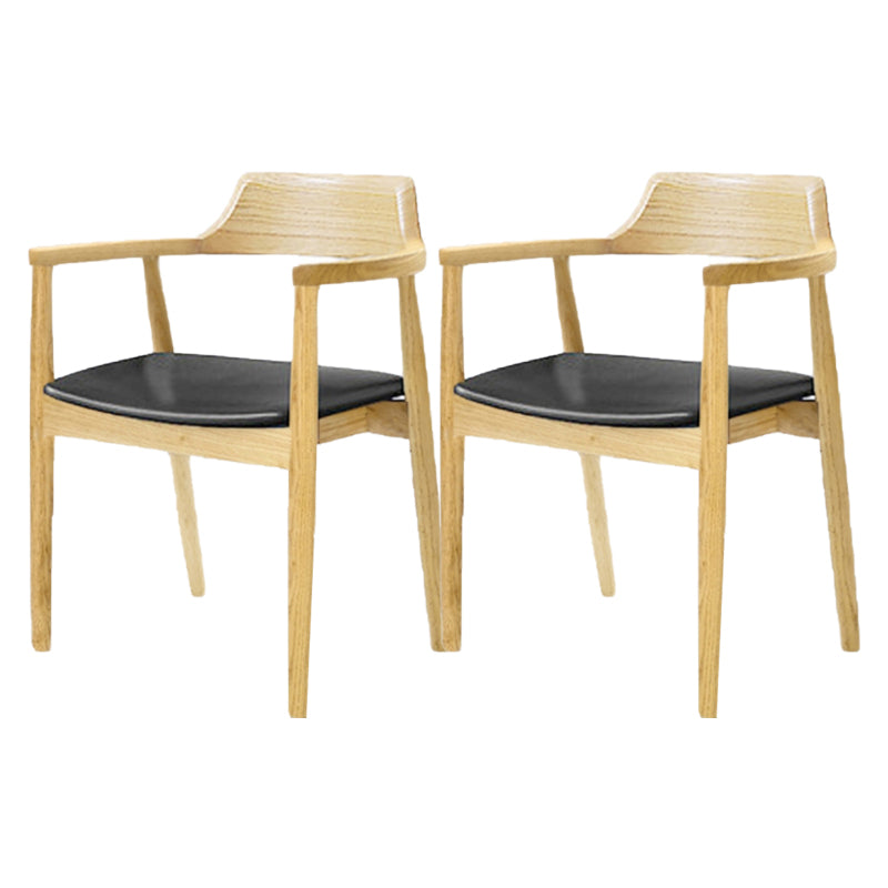 Nordic Style Arm Chair Wood Open Back Dining Side Chair with Upholstered Black 2 Piece Set Natural Wood Clearhalo 'Dining Chairs' 'Dining Tables & Seating' 'dining_chair' 'furn' 'furn_dining_chair' 'Furniture' 'furniture_dining_chair' 'Kitchen & Dining Furniture' 4863841