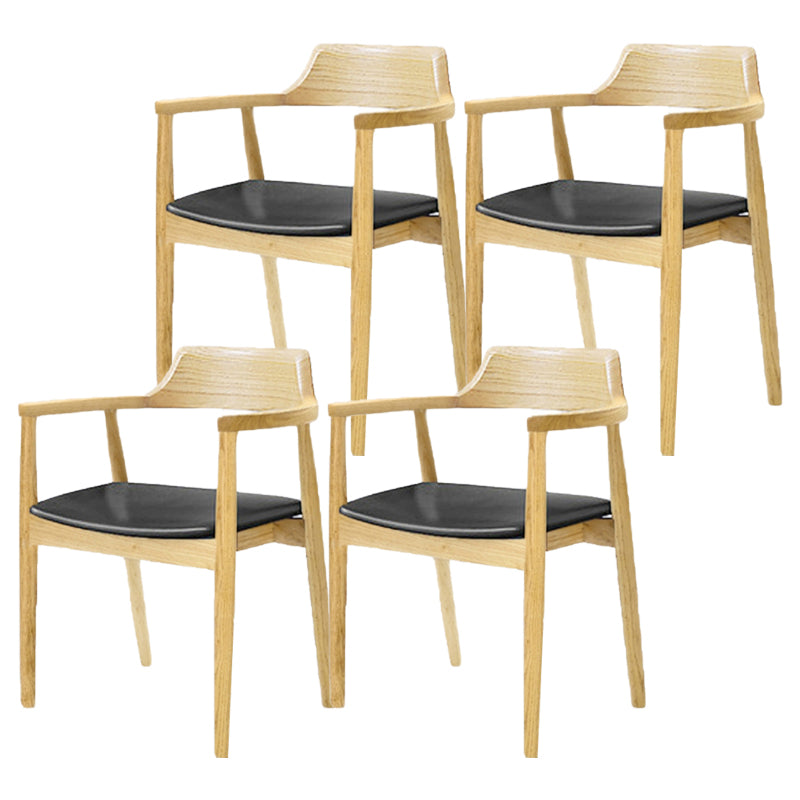 Nordic Style Arm Chair Wood Open Back Dining Side Chair with Upholstered Black 4 Piece Set Natural Wood Clearhalo 'Dining Chairs' 'Dining Tables & Seating' 'dining_chair' 'furn' 'furn_dining_chair' 'Furniture' 'furniture_dining_chair' 'Kitchen & Dining Furniture' 4863843