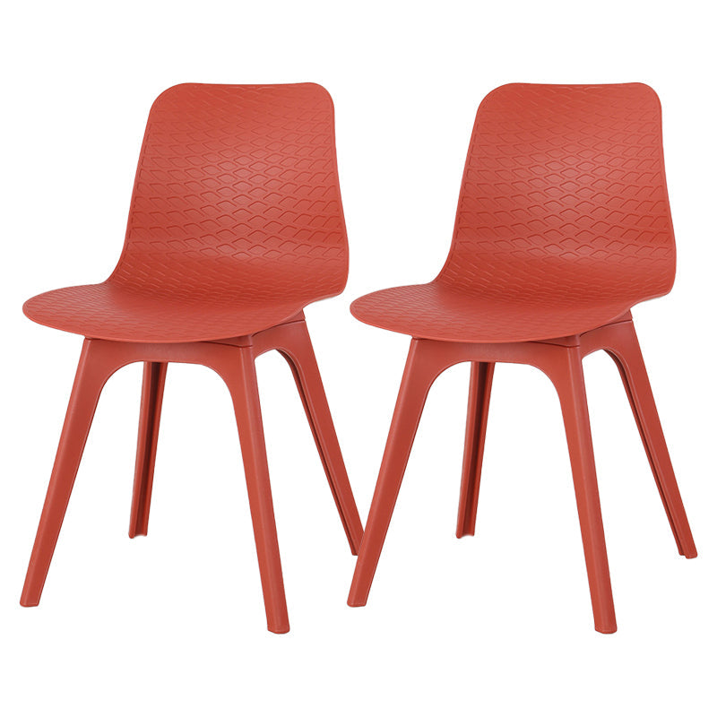 Contemporary Plastic Patio Dining Side Chair Solid Back Dining Side Chair Red 2 Piece Set Clearhalo 'Dining Chairs' 'Dining Tables & Seating' 'dining_chair' 'furn' 'furn_dining_chair' 'Furniture' 'furniture_dining_chair' 'Kitchen & Dining Furniture' 4863851