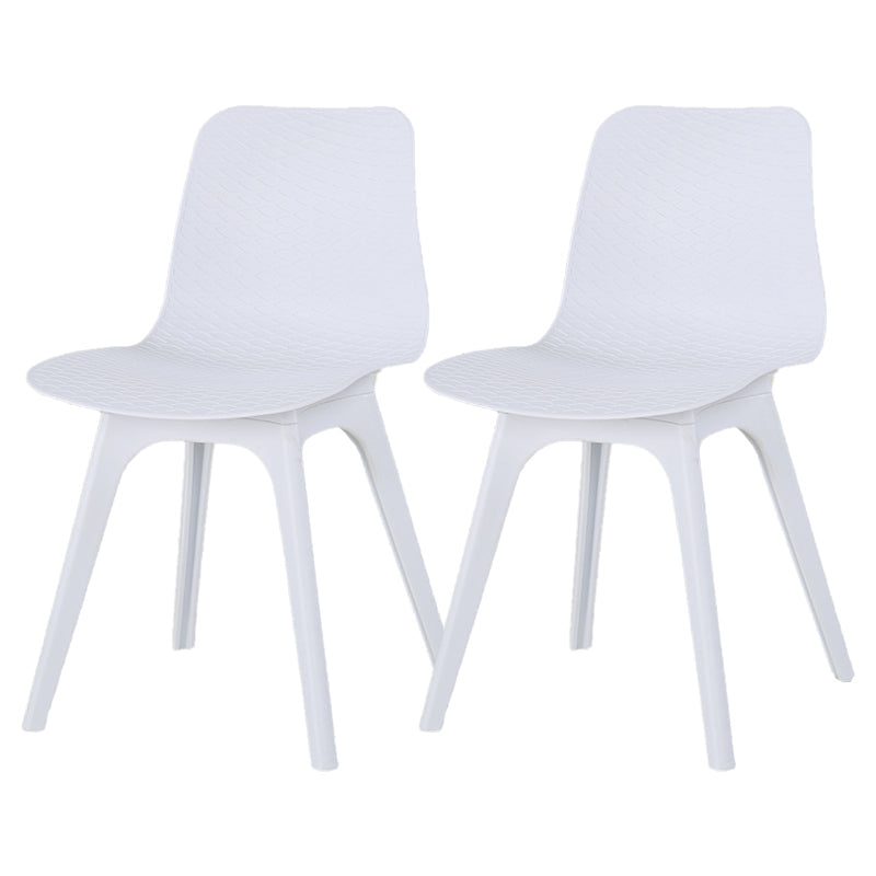 Contemporary Plastic Patio Dining Side Chair Solid Back Dining Side Chair White 2 Piece Set Clearhalo 'Dining Chairs' 'Dining Tables & Seating' 'dining_chair' 'furn' 'furn_dining_chair' 'Furniture' 'furniture_dining_chair' 'Kitchen & Dining Furniture' 4863857
