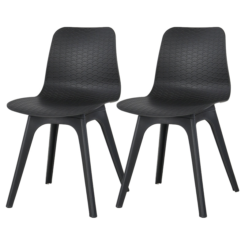 Contemporary Plastic Patio Dining Side Chair Solid Back Dining Side Chair Black 2 Piece Set Clearhalo 'Dining Chairs' 'Dining Tables & Seating' 'dining_chair' 'furn' 'furn_dining_chair' 'Furniture' 'furniture_dining_chair' 'Kitchen & Dining Furniture' 4863860