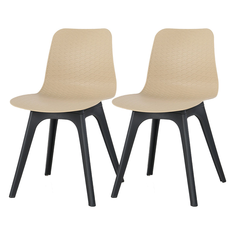 Contemporary Plastic Patio Dining Side Chair Solid Back Dining Side Chair Khaki 2 Piece Set Clearhalo 'Dining Chairs' 'Dining Tables & Seating' 'dining_chair' 'furn' 'furn_dining_chair' 'Furniture' 'furniture_dining_chair' 'Kitchen & Dining Furniture' 4863863