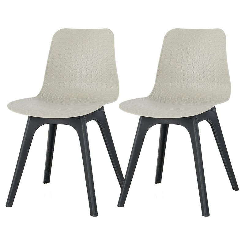 Contemporary Plastic Patio Dining Side Chair Solid Back Dining Side Chair Light Gray 2 Piece Set Clearhalo 'Dining Chairs' 'Dining Tables & Seating' 'dining_chair' 'furn' 'furn_dining_chair' 'Furniture' 'furniture_dining_chair' 'Kitchen & Dining Furniture' 4863865