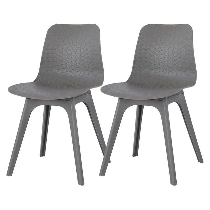 Contemporary Plastic Patio Dining Side Chair Solid Back Dining Side Chair Grey 2 Piece Set Clearhalo 'Dining Chairs' 'Dining Tables & Seating' 'dining_chair' 'furn' 'furn_dining_chair' 'Furniture' 'furniture_dining_chair' 'Kitchen & Dining Furniture' 4863866