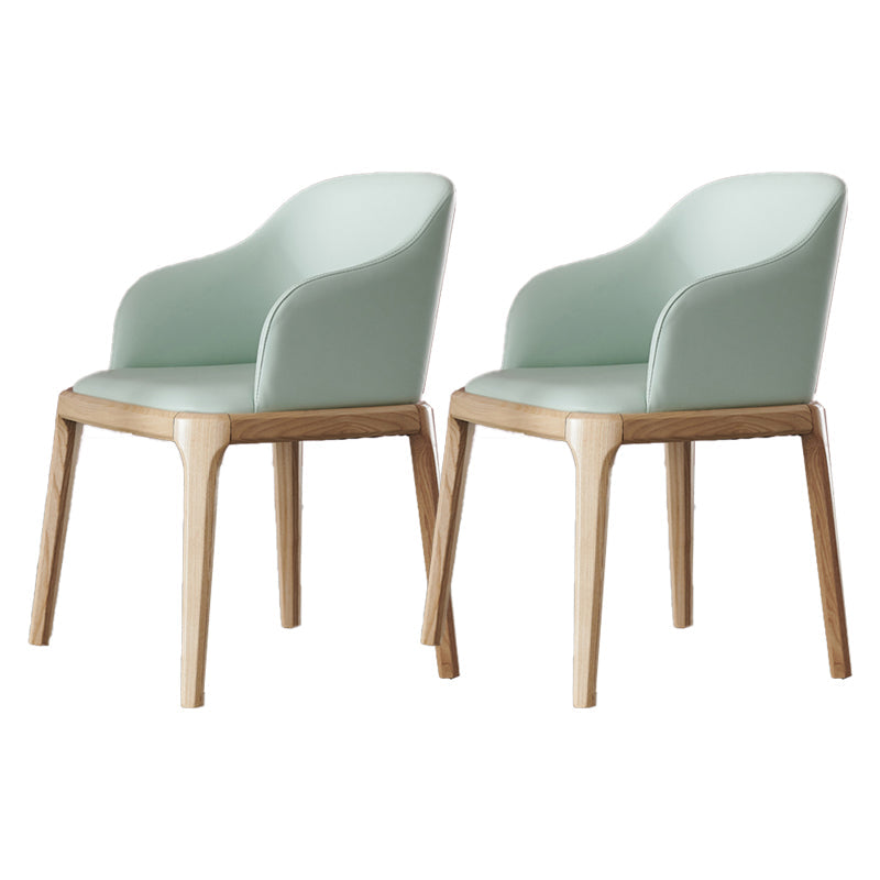 Nordic Style Arm Chair Wood and Faux Leather Chair for Dining Room Green 2 Piece Set Clearhalo 'Dining Chairs' 'Dining Tables & Seating' 'dining_chair' 'furn' 'furn_dining_chair' 'Furniture' 'furniture_dining_chair' 'Kitchen & Dining Furniture' 4863869