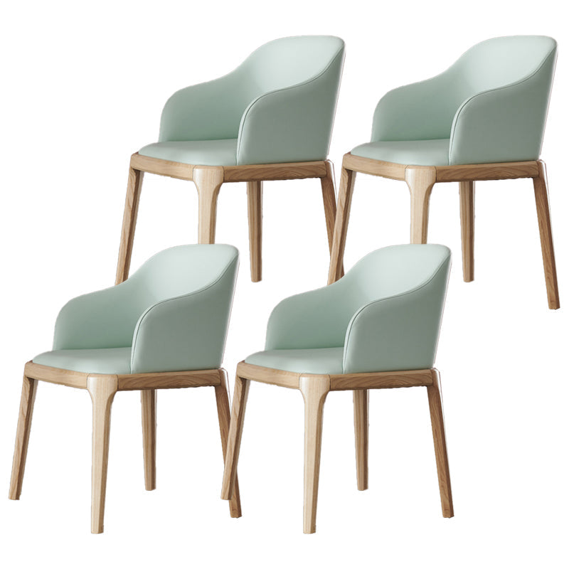 Nordic Style Arm Chair Wood and Faux Leather Chair for Dining Room Green 4 Piece Set Clearhalo 'Dining Chairs' 'Dining Tables & Seating' 'dining_chair' 'furn' 'furn_dining_chair' 'Furniture' 'furniture_dining_chair' 'Kitchen & Dining Furniture' 4863870