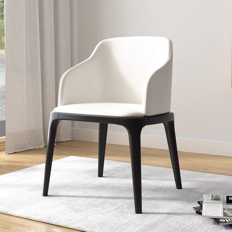 Nordic Style Arm Chair Wood and Faux Leather Chair for Dining Room Clearhalo 'Dining Chairs' 'Dining Tables & Seating' 'dining_chair' 'furn' 'furn_dining_chair' 'Furniture' 'furniture_dining_chair' 'Kitchen & Dining Furniture' 4863871