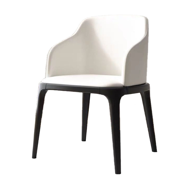 Nordic Style Arm Chair Wood and Faux Leather Chair for Dining Room Off-White 1 Piece Clearhalo 'Dining Chairs' 'Dining Tables & Seating' 'dining_chair' 'furn' 'furn_dining_chair' 'Furniture' 'furniture_dining_chair' 'Kitchen & Dining Furniture' 4863872