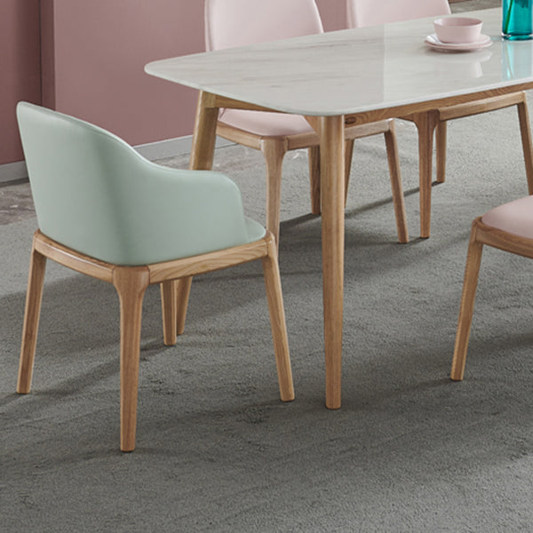 Nordic Style Arm Chair Wood and Faux Leather Chair for Dining Room Clearhalo 'Dining Chairs' 'Dining Tables & Seating' 'dining_chair' 'furn' 'furn_dining_chair' 'Furniture' 'furniture_dining_chair' 'Kitchen & Dining Furniture' 4863874