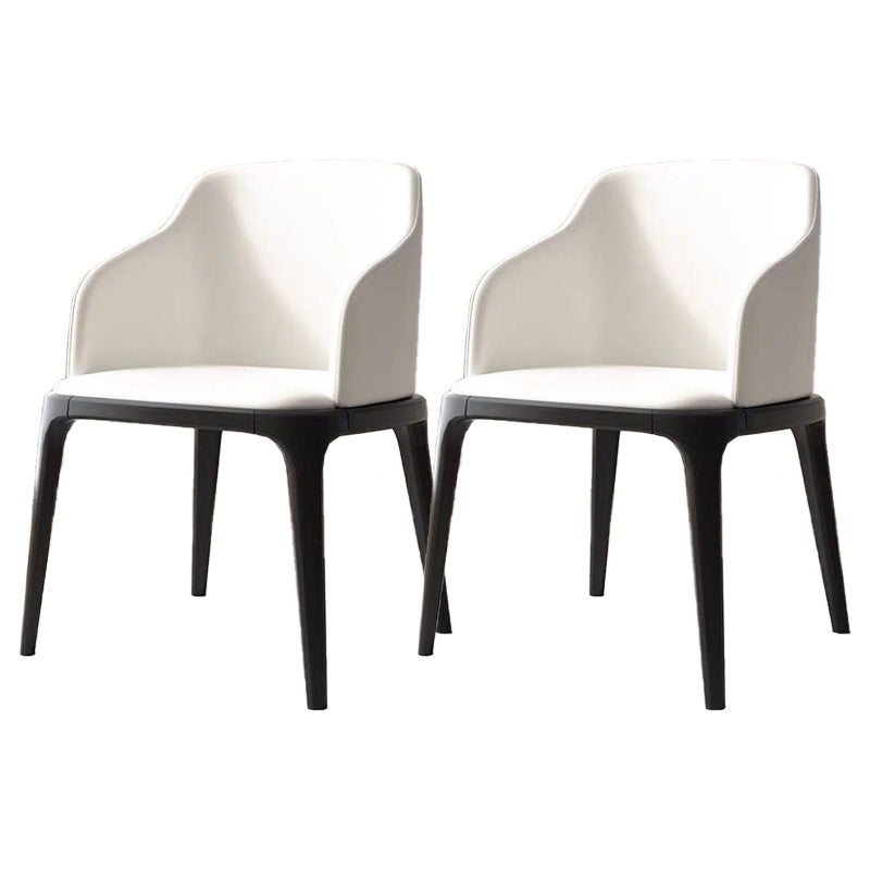 Nordic Style Arm Chair Wood and Faux Leather Chair for Dining Room Off-White 2 Piece Set Clearhalo 'Dining Chairs' 'Dining Tables & Seating' 'dining_chair' 'furn' 'furn_dining_chair' 'Furniture' 'furniture_dining_chair' 'Kitchen & Dining Furniture' 4863875
