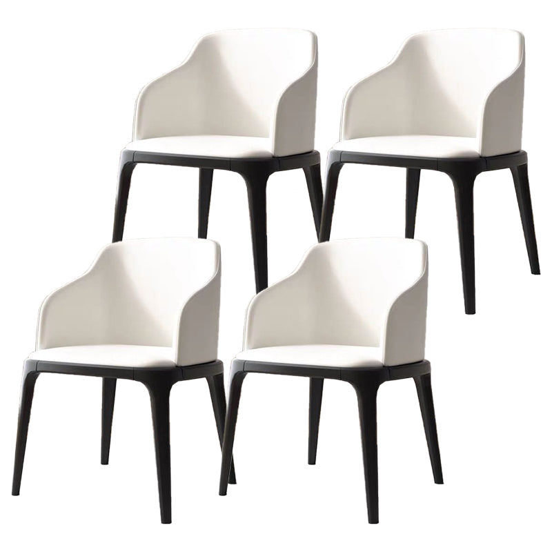 Nordic Style Arm Chair Wood and Faux Leather Chair for Dining Room Off-White 4 Piece Set Clearhalo 'Dining Chairs' 'Dining Tables & Seating' 'dining_chair' 'furn' 'furn_dining_chair' 'Furniture' 'furniture_dining_chair' 'Kitchen & Dining Furniture' 4863877