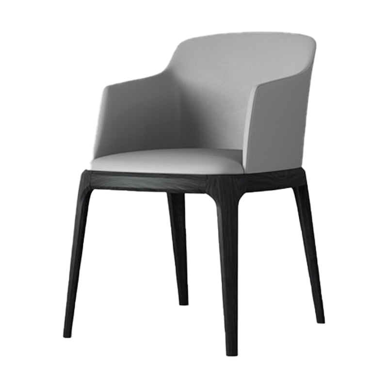 Nordic Style Arm Chair Wood and Faux Leather Chair for Dining Room Grey 1 Piece Clearhalo 'Dining Chairs' 'Dining Tables & Seating' 'dining_chair' 'furn' 'furn_dining_chair' 'Furniture' 'furniture_dining_chair' 'Kitchen & Dining Furniture' 4863878