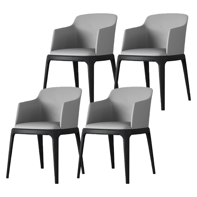Nordic Style Arm Chair Wood and Faux Leather Chair for Dining Room Grey 4 Piece Set Clearhalo 'Dining Chairs' 'Dining Tables & Seating' 'dining_chair' 'furn' 'furn_dining_chair' 'Furniture' 'furniture_dining_chair' 'Kitchen & Dining Furniture' 4863882