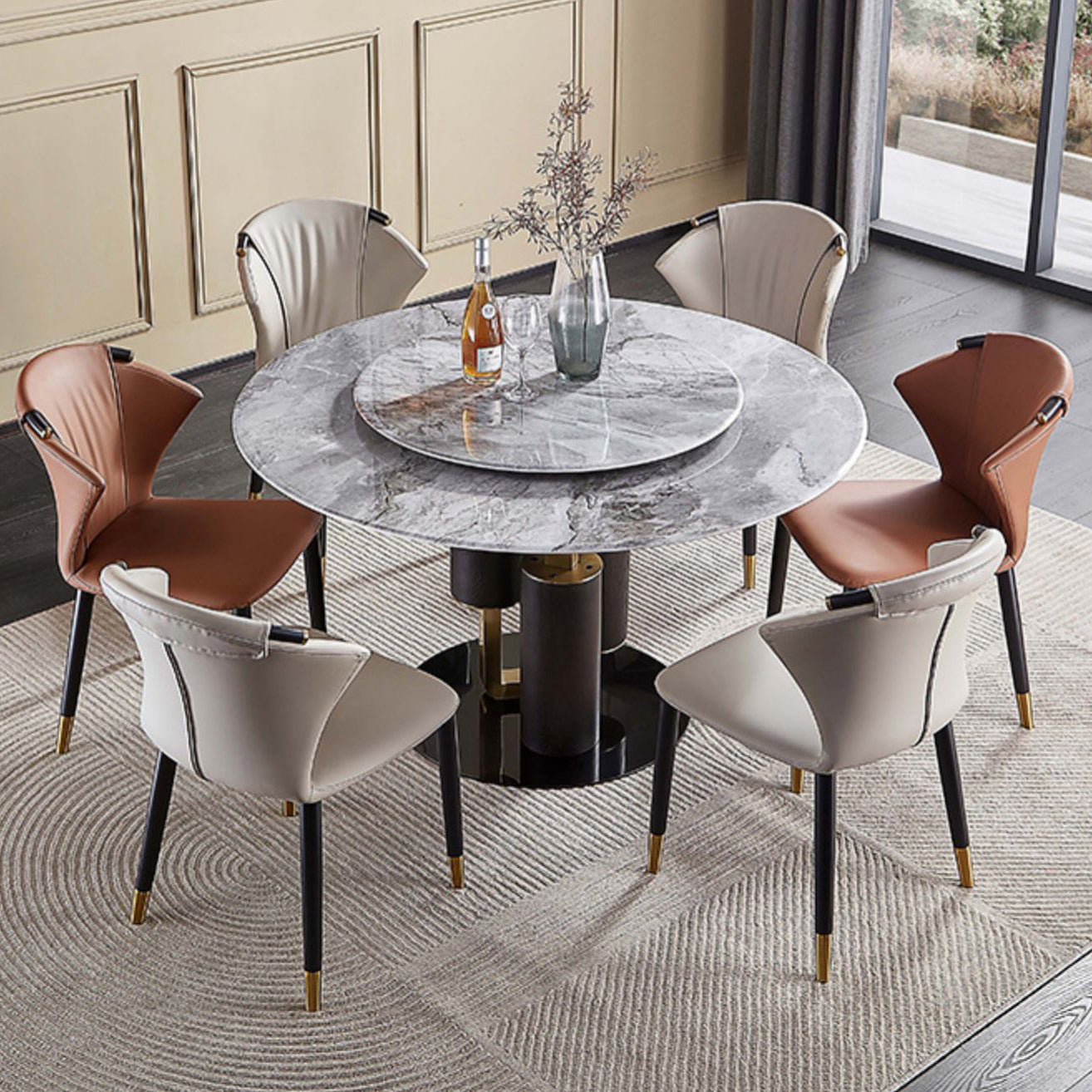 Glam Style Armless Chair Faux Leather Wingback Parsons Chair for Kitchen Clearhalo 'Dining Chairs' 'Dining Tables & Seating' 'dining_chair' 'furn' 'furn_dining_chair' 'Furniture' 'furniture_dining_chair' 'Kitchen & Dining Furniture' 4863893
