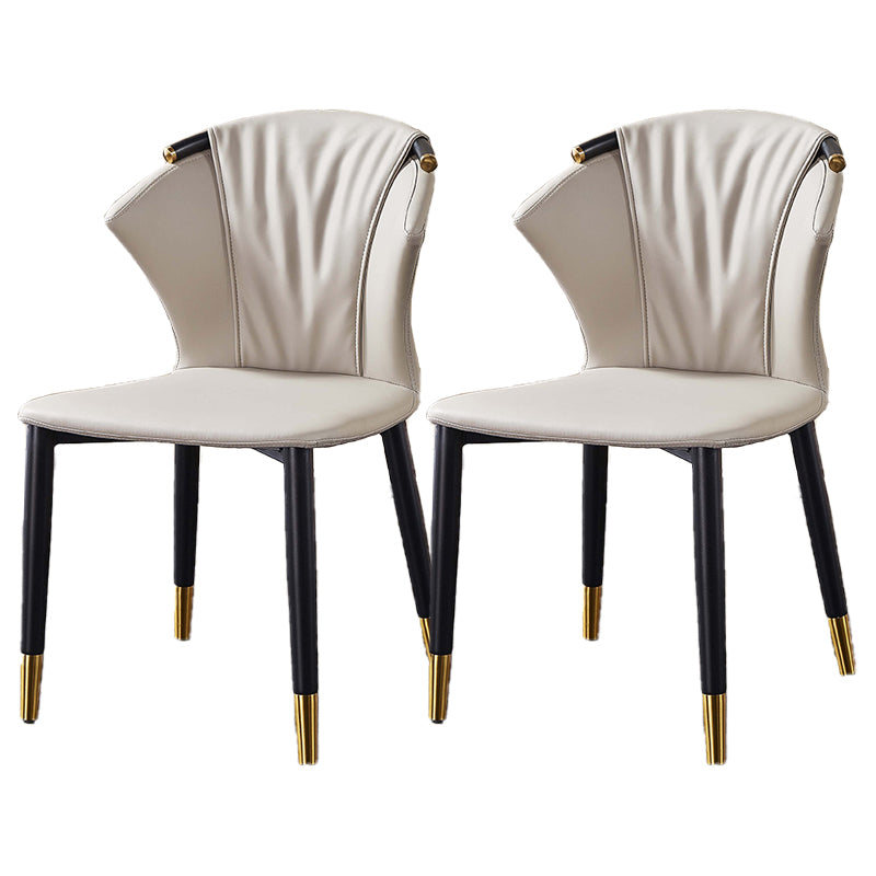 Glam Style Armless Chair Faux Leather Wingback Parsons Chair for Kitchen Grey 2 Piece Set Clearhalo 'Dining Chairs' 'Dining Tables & Seating' 'dining_chair' 'furn' 'furn_dining_chair' 'Furniture' 'furniture_dining_chair' 'Kitchen & Dining Furniture' 4863894