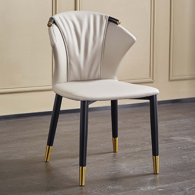Glam Style Armless Chair Faux Leather Wingback Parsons Chair for Kitchen Clearhalo 'Dining Chairs' 'Dining Tables & Seating' 'dining_chair' 'furn' 'furn_dining_chair' 'Furniture' 'furniture_dining_chair' 'Kitchen & Dining Furniture' 4863896