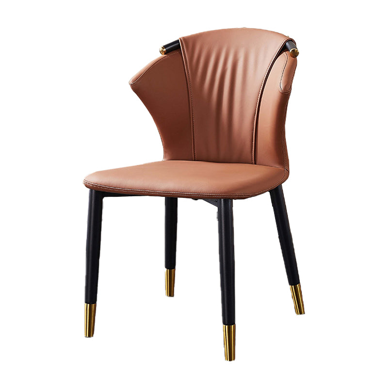 Glam Style Armless Chair Faux Leather Wingback Parsons Chair for Kitchen Coffee 1 Piece Clearhalo 'Dining Chairs' 'Dining Tables & Seating' 'dining_chair' 'furn' 'furn_dining_chair' 'Furniture' 'furniture_dining_chair' 'Kitchen & Dining Furniture' 4863897