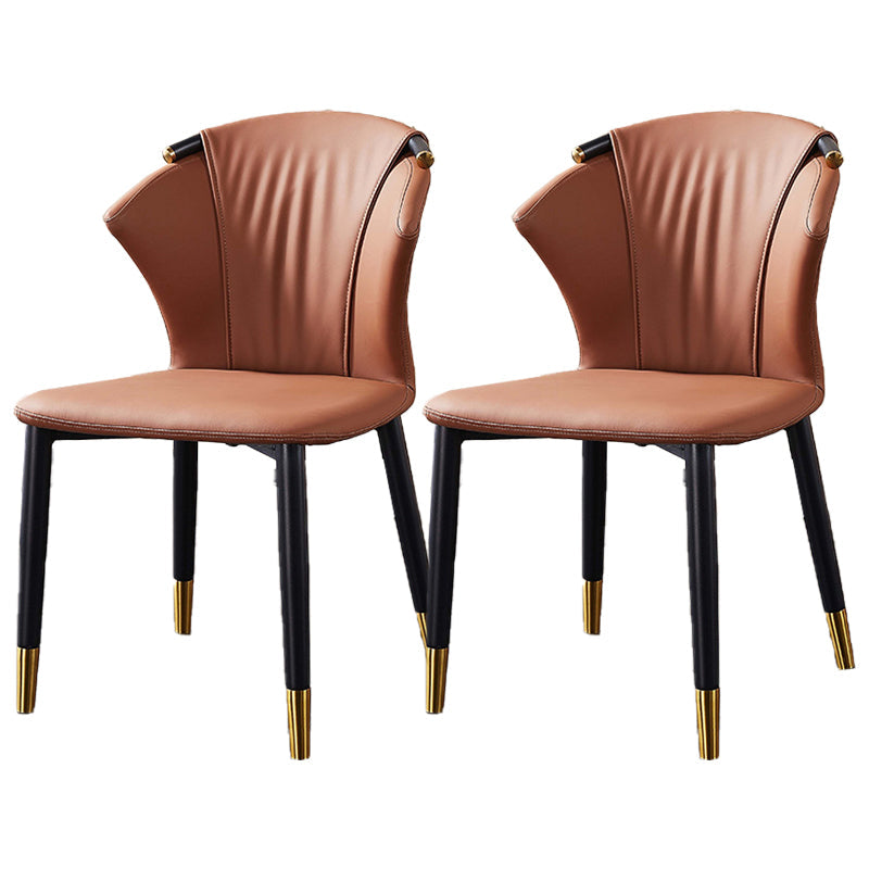 Glam Style Armless Chair Faux Leather Wingback Parsons Chair for Kitchen Coffee 2 Piece Set Clearhalo 'Dining Chairs' 'Dining Tables & Seating' 'dining_chair' 'furn' 'furn_dining_chair' 'Furniture' 'furniture_dining_chair' 'Kitchen & Dining Furniture' 4863899