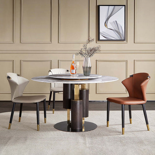 Glam Style Armless Chair Faux Leather Wingback Parsons Chair for Kitchen Clearhalo 'Dining Chairs' 'Dining Tables & Seating' 'dining_chair' 'furn' 'furn_dining_chair' 'Furniture' 'furniture_dining_chair' 'Kitchen & Dining Furniture' 4863900