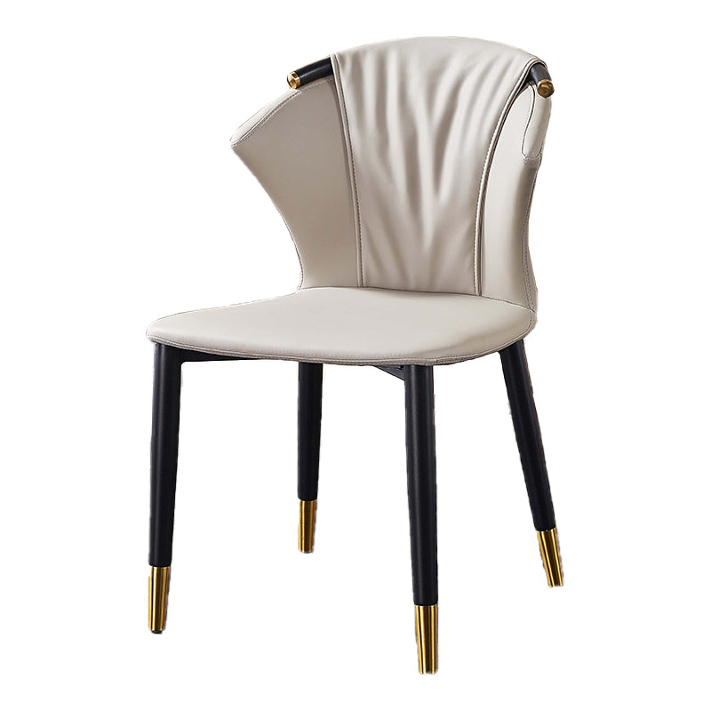 Glam Style Armless Chair Faux Leather Wingback Parsons Chair for Kitchen Grey 1 Piece Clearhalo 'Dining Chairs' 'Dining Tables & Seating' 'dining_chair' 'furn' 'furn_dining_chair' 'Furniture' 'furniture_dining_chair' 'Kitchen & Dining Furniture' 4863901