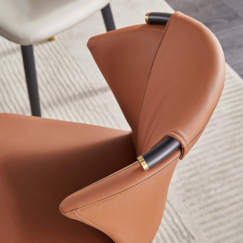 Glam Style Armless Chair Faux Leather Wingback Parsons Chair for Kitchen Clearhalo 'Dining Chairs' 'Dining Tables & Seating' 'dining_chair' 'furn' 'furn_dining_chair' 'Furniture' 'furniture_dining_chair' 'Kitchen & Dining Furniture' 4863903