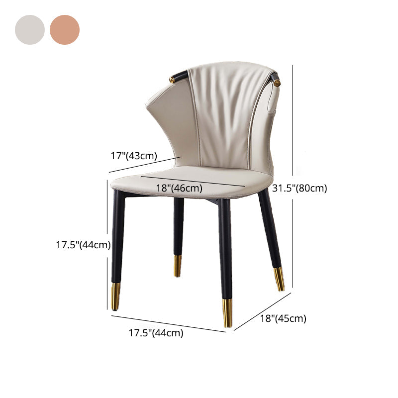 Glam Style Armless Chair Faux Leather Wingback Parsons Chair for Kitchen Clearhalo 'Dining Chairs' 'Dining Tables & Seating' 'dining_chair' 'furn' 'furn_dining_chair' 'Furniture' 'furniture_dining_chair' 'Kitchen & Dining Furniture' 4863904