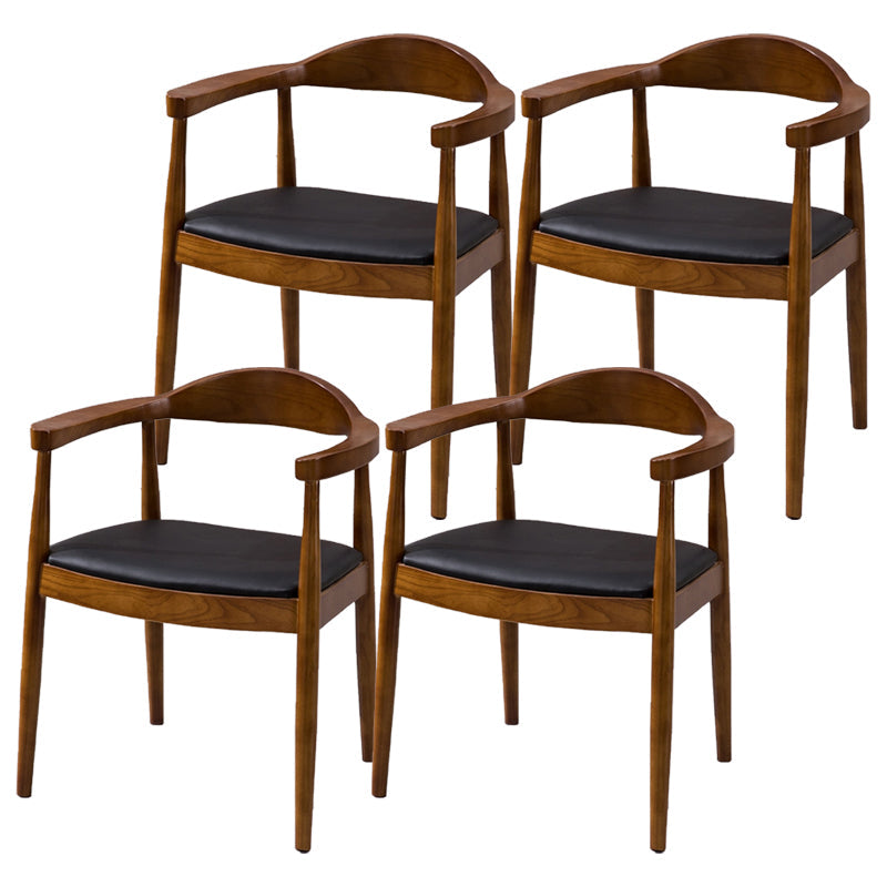 Nordic Style Arm Chair Wood Open Back Dining Side Chair for Restaurant Dark Wood 4 Piece Set Clearhalo 'Dining Chairs' 'Dining Tables & Seating' 'dining_chair' 'furn' 'furn_dining_chair' 'Furniture' 'furniture_dining_chair' 'Kitchen & Dining Furniture' 4863914