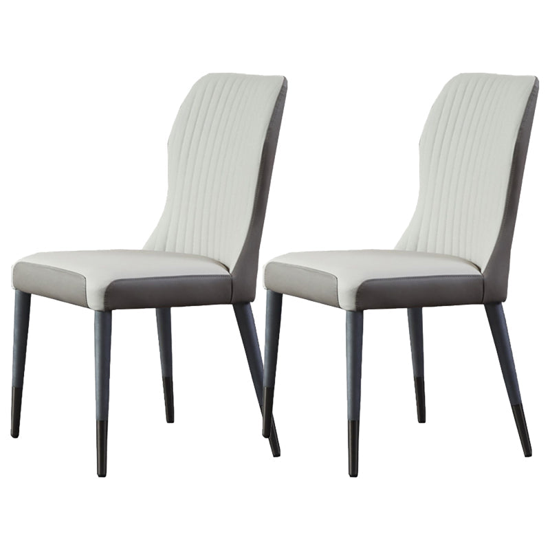 Nordic Style Armless Chair Wood PU Leather Wingback Parsons Chair for Kitchen Off-White 2 Piece Set Clearhalo 'Dining Chairs' 'Dining Tables & Seating' 'dining_chair' 'furn' 'furn_dining_chair' 'Furniture' 'furniture_dining_chair' 'Kitchen & Dining Furniture' 4863926