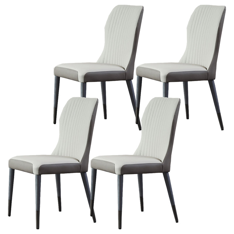 Nordic Style Armless Chair Wood PU Leather Wingback Parsons Chair for Kitchen Off-White 4 Piece Set Clearhalo 'Dining Chairs' 'Dining Tables & Seating' 'dining_chair' 'furn' 'furn_dining_chair' 'Furniture' 'furniture_dining_chair' 'Kitchen & Dining Furniture' 4863927