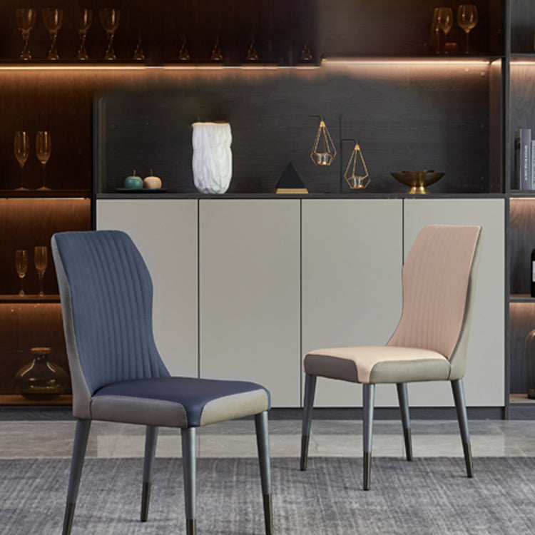 Nordic Style Armless Chair Wood PU Leather Wingback Parsons Chair for Kitchen Clearhalo 'Dining Chairs' 'Dining Tables & Seating' 'dining_chair' 'furn' 'furn_dining_chair' 'Furniture' 'furniture_dining_chair' 'Kitchen & Dining Furniture' 4863928