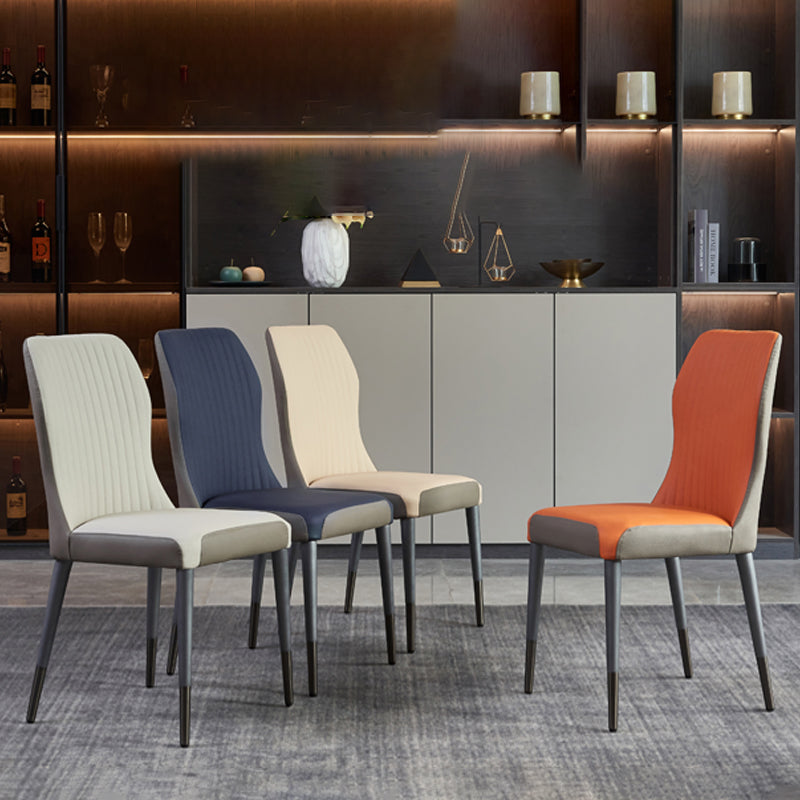 Nordic Style Armless Chair Wood PU Leather Wingback Parsons Chair for Kitchen Clearhalo 'Dining Chairs' 'Dining Tables & Seating' 'dining_chair' 'furn' 'furn_dining_chair' 'Furniture' 'furniture_dining_chair' 'Kitchen & Dining Furniture' 4863929