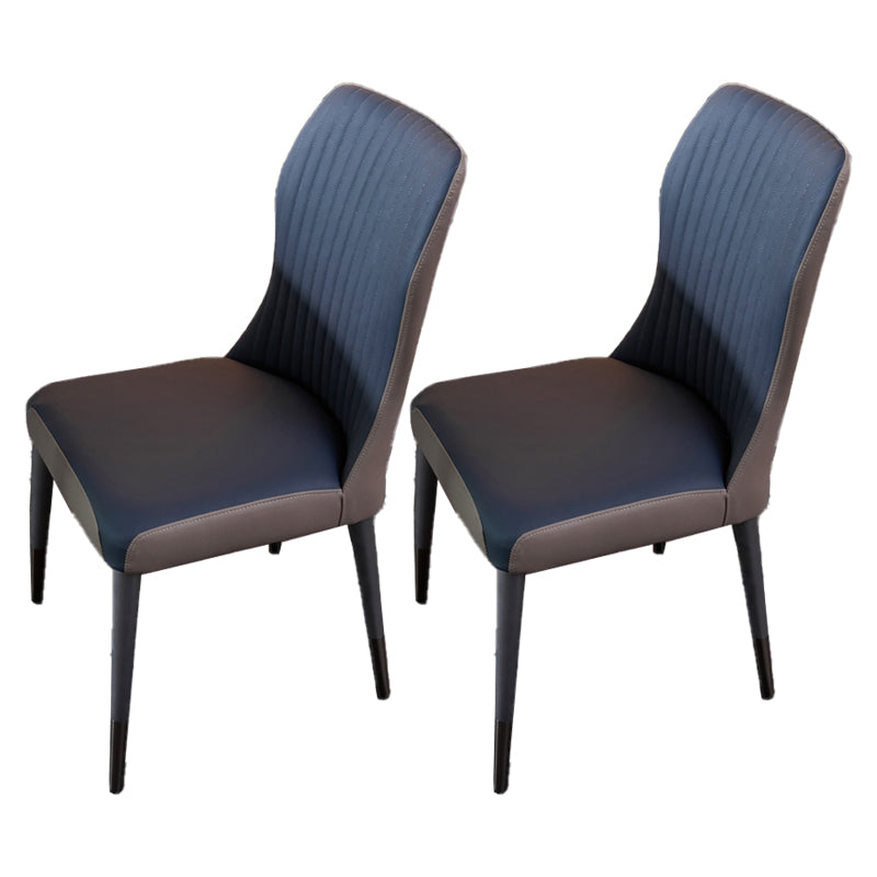 Nordic Style Armless Chair Wood PU Leather Wingback Parsons Chair for Kitchen Blue 2 Piece Set Clearhalo 'Dining Chairs' 'Dining Tables & Seating' 'dining_chair' 'furn' 'furn_dining_chair' 'Furniture' 'furniture_dining_chair' 'Kitchen & Dining Furniture' 4863930