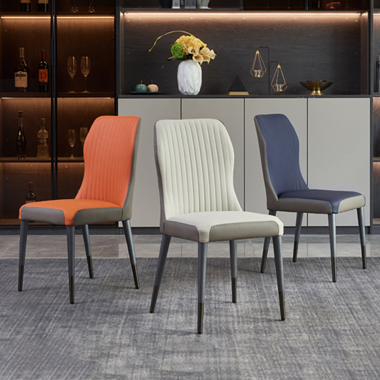 Nordic Style Armless Chair Wood PU Leather Wingback Parsons Chair for Kitchen Clearhalo 'Dining Chairs' 'Dining Tables & Seating' 'dining_chair' 'furn' 'furn_dining_chair' 'Furniture' 'furniture_dining_chair' 'Kitchen & Dining Furniture' 4863931