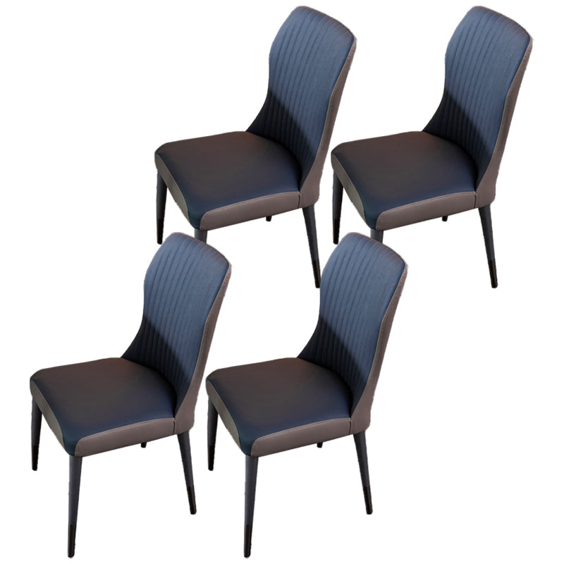 Nordic Style Armless Chair Wood PU Leather Wingback Parsons Chair for Kitchen Blue 4 Piece Set Clearhalo 'Dining Chairs' 'Dining Tables & Seating' 'dining_chair' 'furn' 'furn_dining_chair' 'Furniture' 'furniture_dining_chair' 'Kitchen & Dining Furniture' 4863932