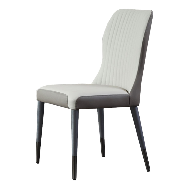 Nordic Style Armless Chair Wood PU Leather Wingback Parsons Chair for Kitchen Clearhalo 'Dining Chairs' 'Dining Tables & Seating' 'dining_chair' 'furn' 'furn_dining_chair' 'Furniture' 'furniture_dining_chair' 'Kitchen & Dining Furniture' 4863933