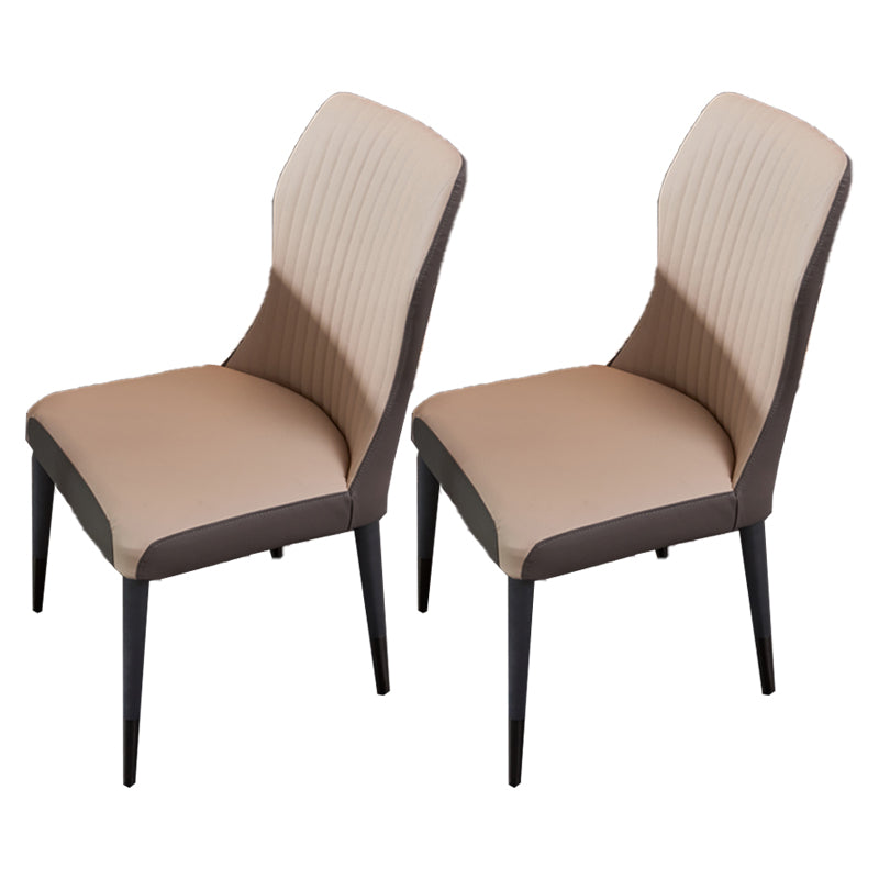Nordic Style Armless Chair Wood PU Leather Wingback Parsons Chair for Kitchen Khaki 2 Piece Set Clearhalo 'Dining Chairs' 'Dining Tables & Seating' 'dining_chair' 'furn' 'furn_dining_chair' 'Furniture' 'furniture_dining_chair' 'Kitchen & Dining Furniture' 4863935