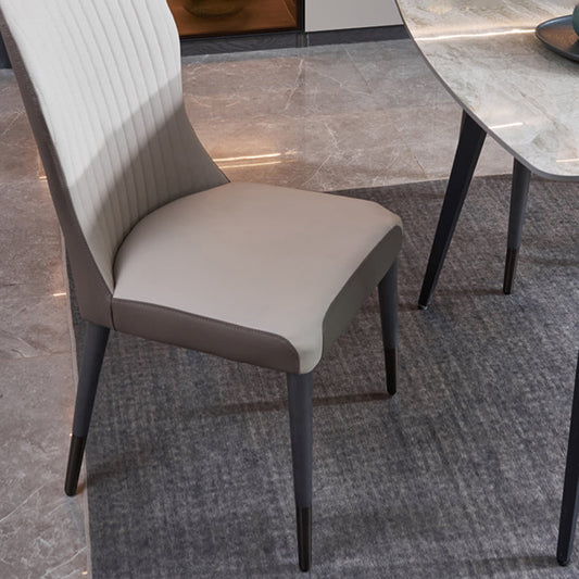 Nordic Style Armless Chair Wood PU Leather Wingback Parsons Chair for Kitchen Clearhalo 'Dining Chairs' 'Dining Tables & Seating' 'dining_chair' 'furn' 'furn_dining_chair' 'Furniture' 'furniture_dining_chair' 'Kitchen & Dining Furniture' 4863938