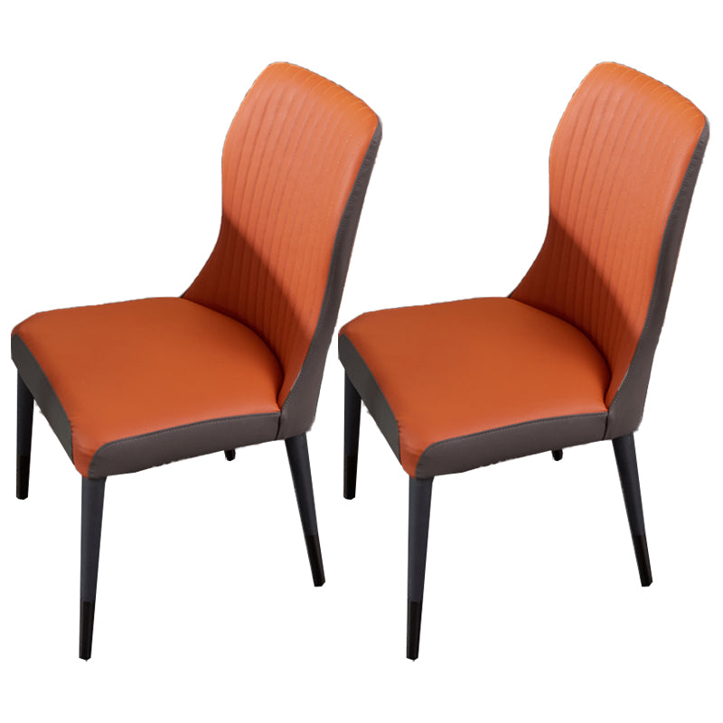 Nordic Style Armless Chair Wood PU Leather Wingback Parsons Chair for Kitchen Orange 2 Piece Set Clearhalo 'Dining Chairs' 'Dining Tables & Seating' 'dining_chair' 'furn' 'furn_dining_chair' 'Furniture' 'furniture_dining_chair' 'Kitchen & Dining Furniture' 4863939